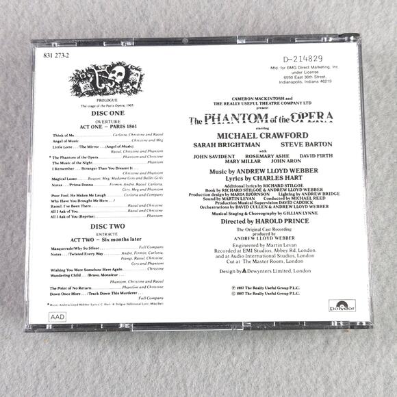 The Phantom Of The Opera 2 Disc Set Soundtrack Original Cast Recordings 1987 - Picture 2 of 5